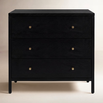 Mendel 34 in. W Rectangular Wood 3 Drawer Chest, Warm Brown