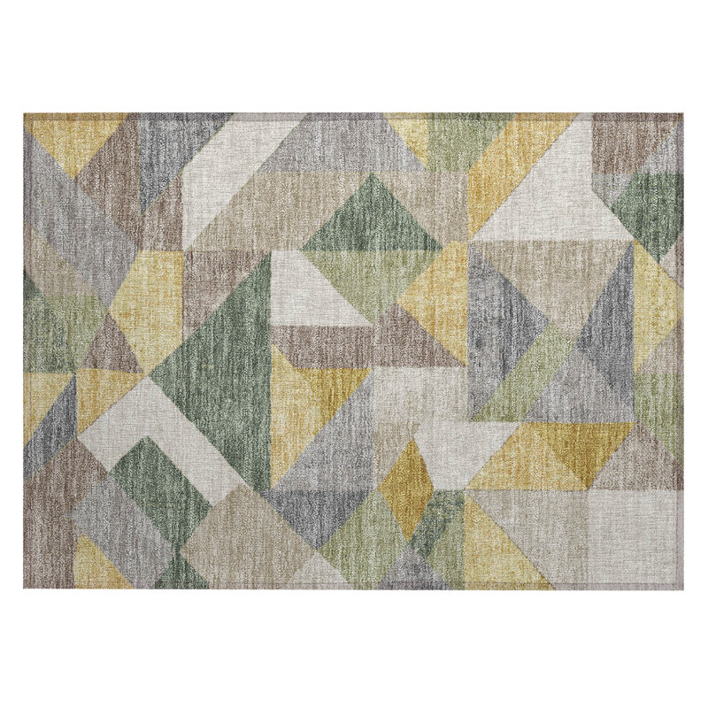 Machine Washable Indoor/Outdoor Chantille ACN2906 Geometric Rug, Linen, 2'6" x 3'10"