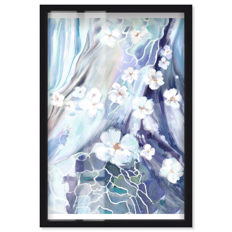 «Blue Echoes Blue Decor Shadowbox» par Art Remedy, Noir, H 21 po x l 17 po