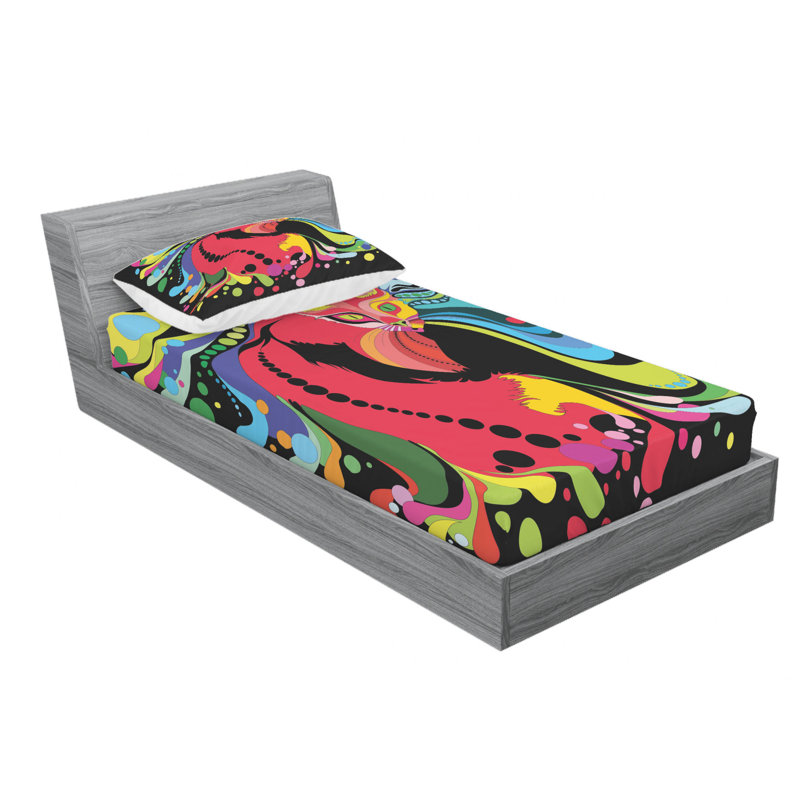Ensemble de draps psychédéliques, Ensemble de draps pour lit simple avec drap-housse