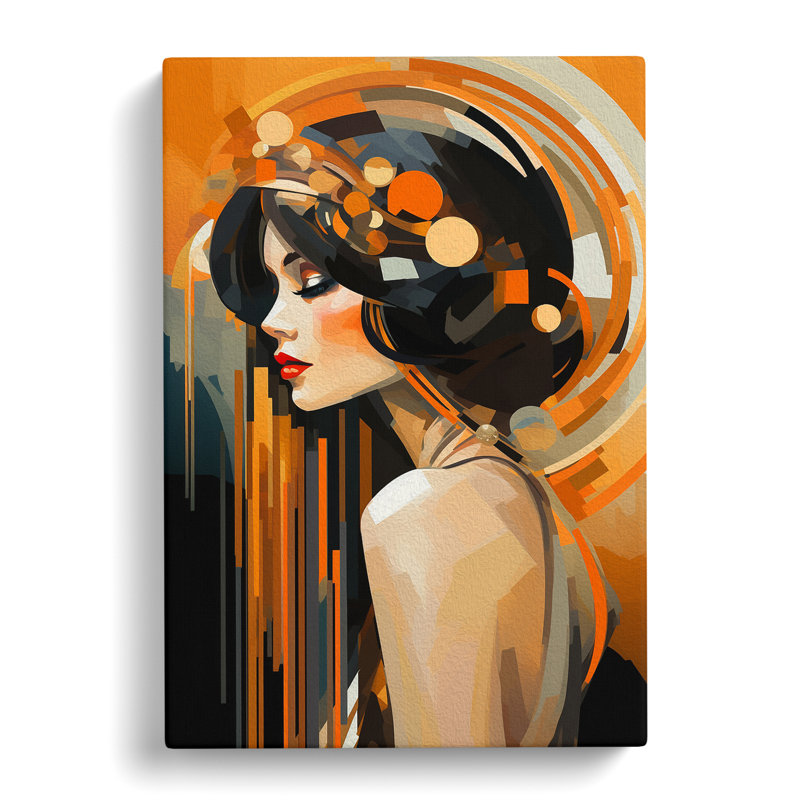 Art Deco Woman Gestural - Wrapped Canvas, 60cm H x 40cm W x 3cm D