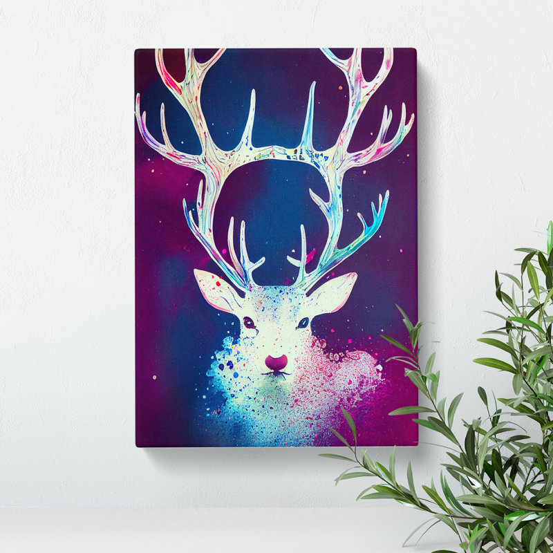 XC1022-1637X Colourful Stag Art No.4 Abstract - Wrapped Canvas Print, 76cm H x 50cm W x 3cm D