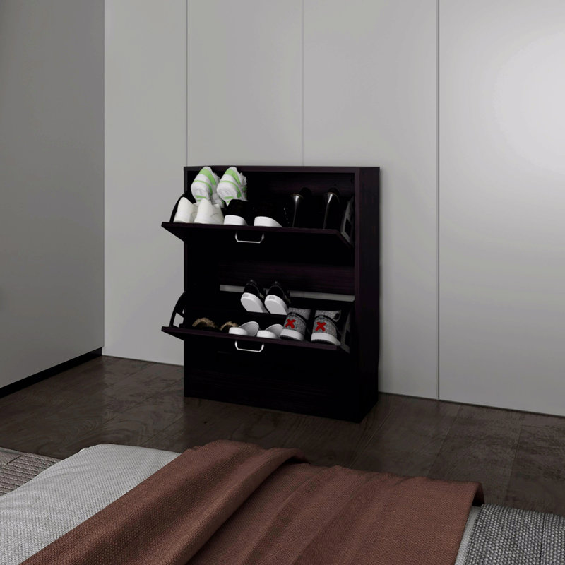 Range-chaussures avec 2 portes basculantes, Noir