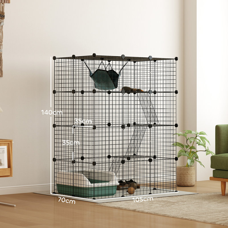 DIY Cat Indoor with Hammock, 140" H x 70" W x 105" D