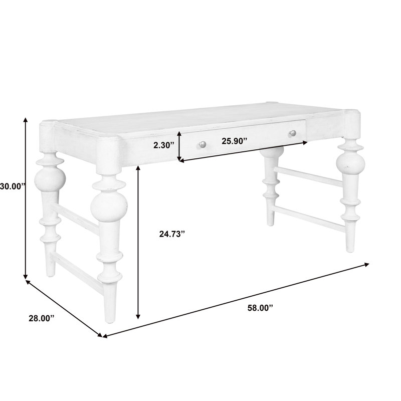 Dove Gray Farmhouse Wood Writing Desk with Drawer