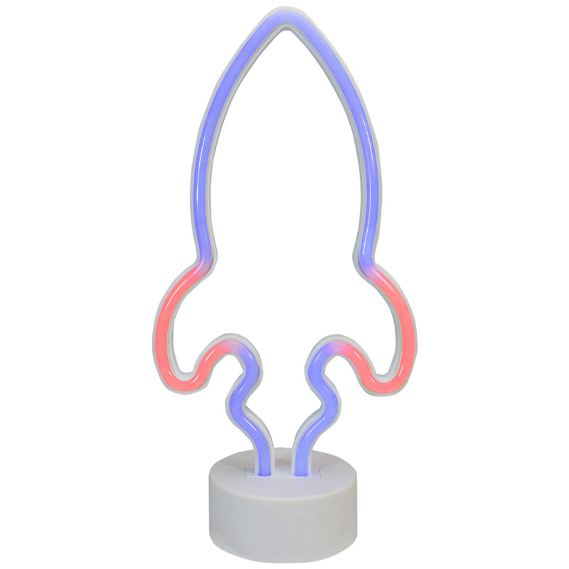 9" Blue And Red LED Neon Style Rocket Ship Table Light