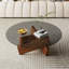Table basse moderne pour le salon moderne, centre de 27,5 po x 27,5 po x 12,2 po avec plateau en verre trempé et bois