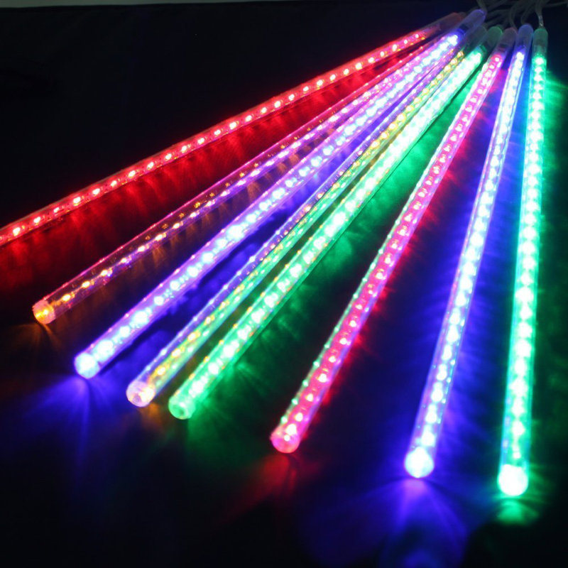 8 lumières de corde de chute de neige de tubes, Rouge / Vert / Noir