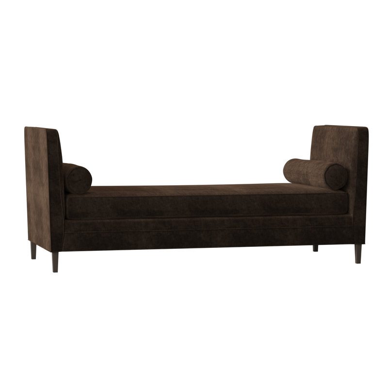Lydia Upholstered Bench, Bella Black Performance Velvet, Brown Mahogany