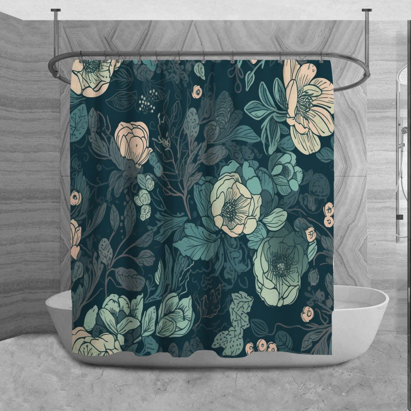 Rideau de douche floral, H 93 po x l 70 po