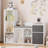 Kids Bookshelf 44.1in Width Toy Storage Organizer with Reading Nook White Bookcase Seat Cushion Wooden 6-Cubby Storage Bench 2 Drawers Toddler Cabinet Shelf for Kids Room, Playroom, Nursery