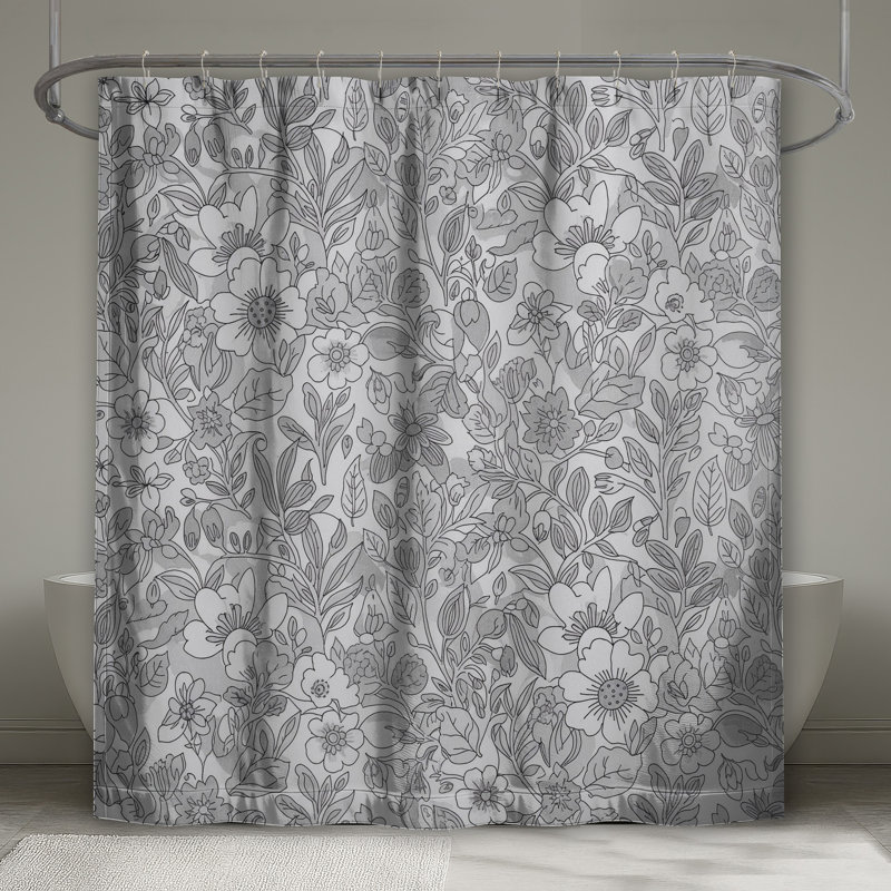 Rideaux de douche monochrome à motif floral très longs, L 70 po x H 84 po