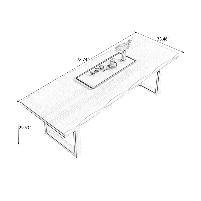 Table de salle à manger rectangulaire en bois massif brun, H 29,53 po x L 78,74 po x l 33,46 po