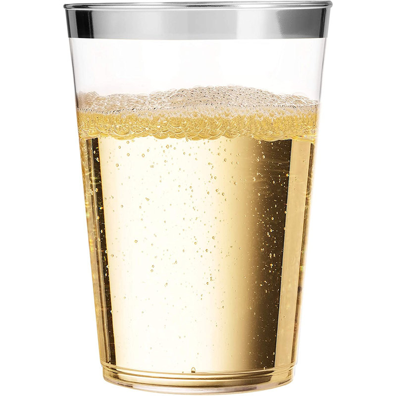 Paquet de 100 gobelets jetables 16 oz, Transparent / Argent, Verre à whisky