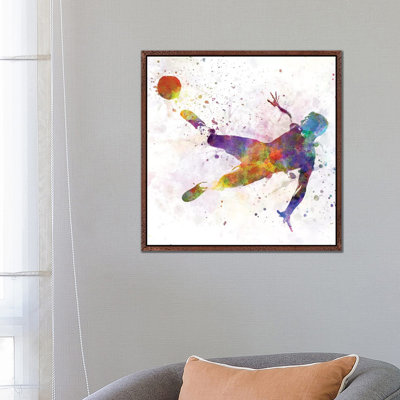 Man Soccer Football Player Flying Kicking V by Paul Rommer - Painting on Canvas