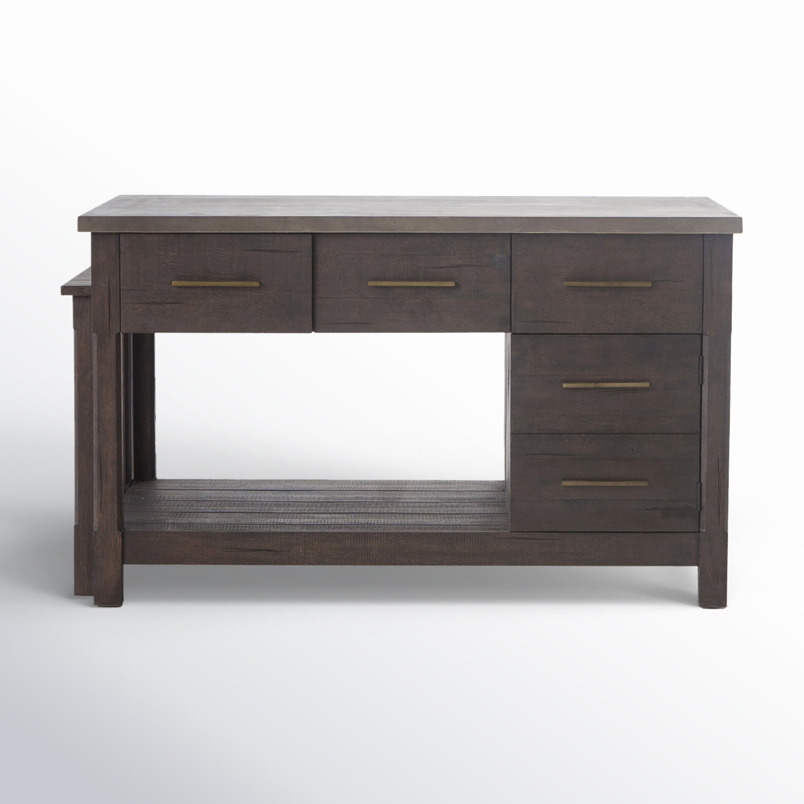 Karelia Kitchen Island, Concrete/Brown