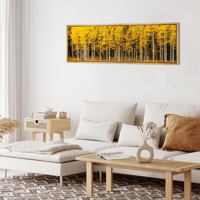 Autumn Fall Aspens Lush Golden Yellow Aspen Tree Forest, reproduction d'art sur toile, H 20 po x l 60 po, Naturel