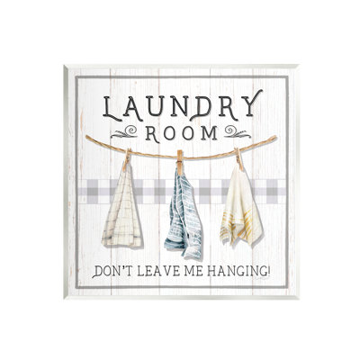 Stupell Industries Bb-036-wood Laundry Room Hanging Towels By Elizabeth Tyndall In Multi-color