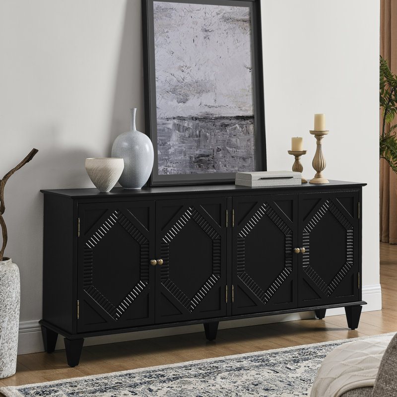 Buffet 65,5 po Mid Century Modern Buffet, Black