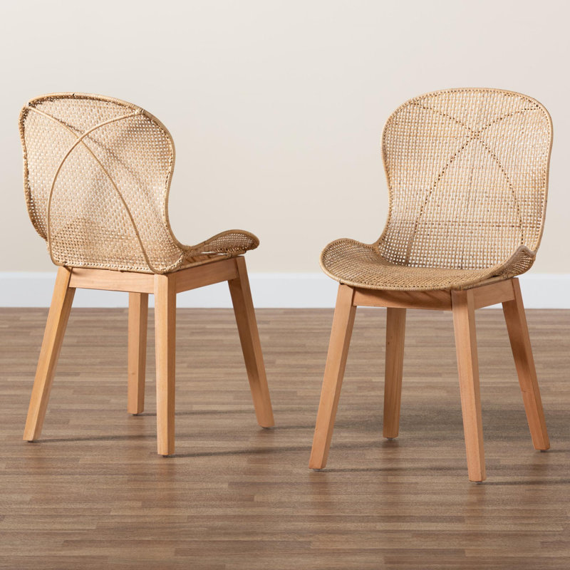 Kinnard Japandi Mahogany and Rattan Dining Chair