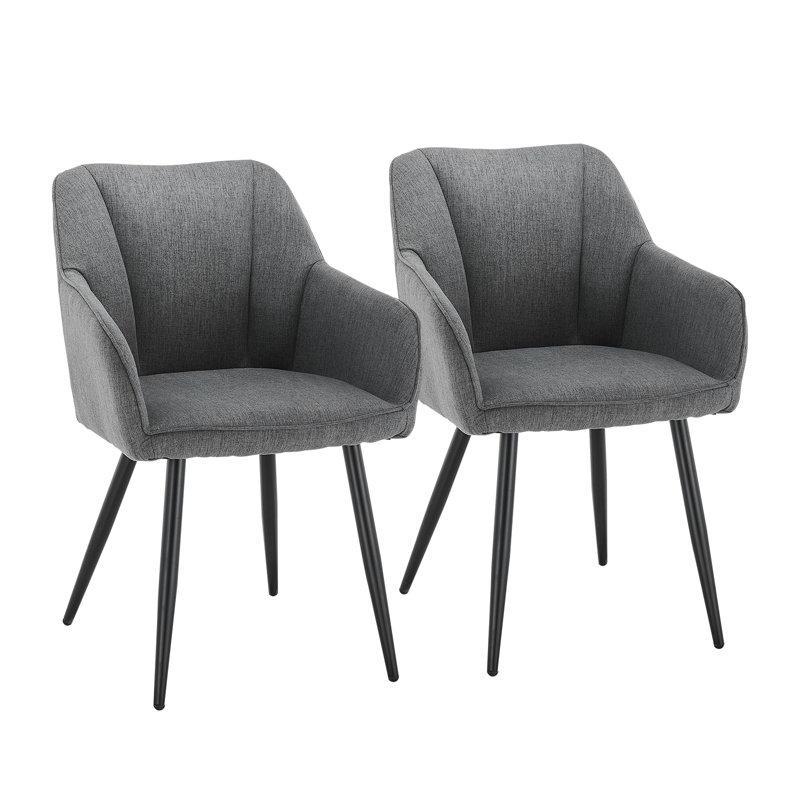 45.5cm H Upholstered Metal Armchair, Dark Grey
