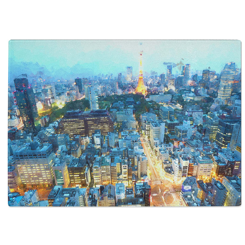 Tempered Glass Skyline of Paris in France Chopping Board, 39 cm W x 28.5 cm L