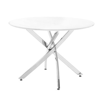 Table de salle à manger en faux marbre avec pieds en métal de style ultramoderne pour 4 sièges ronds