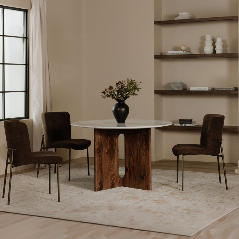 Early Upholstered Dining Chair, Dark Brown Polyester