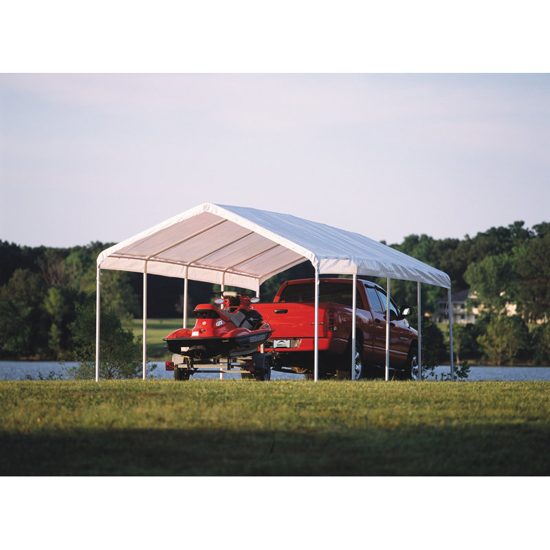 ShelterLogic 12' x 26' White Steel Frame Waterproof Canopy