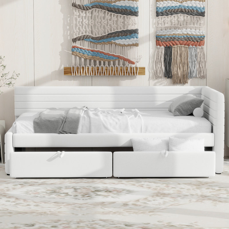 Lit de jour rembourré avec couchette, Blanc