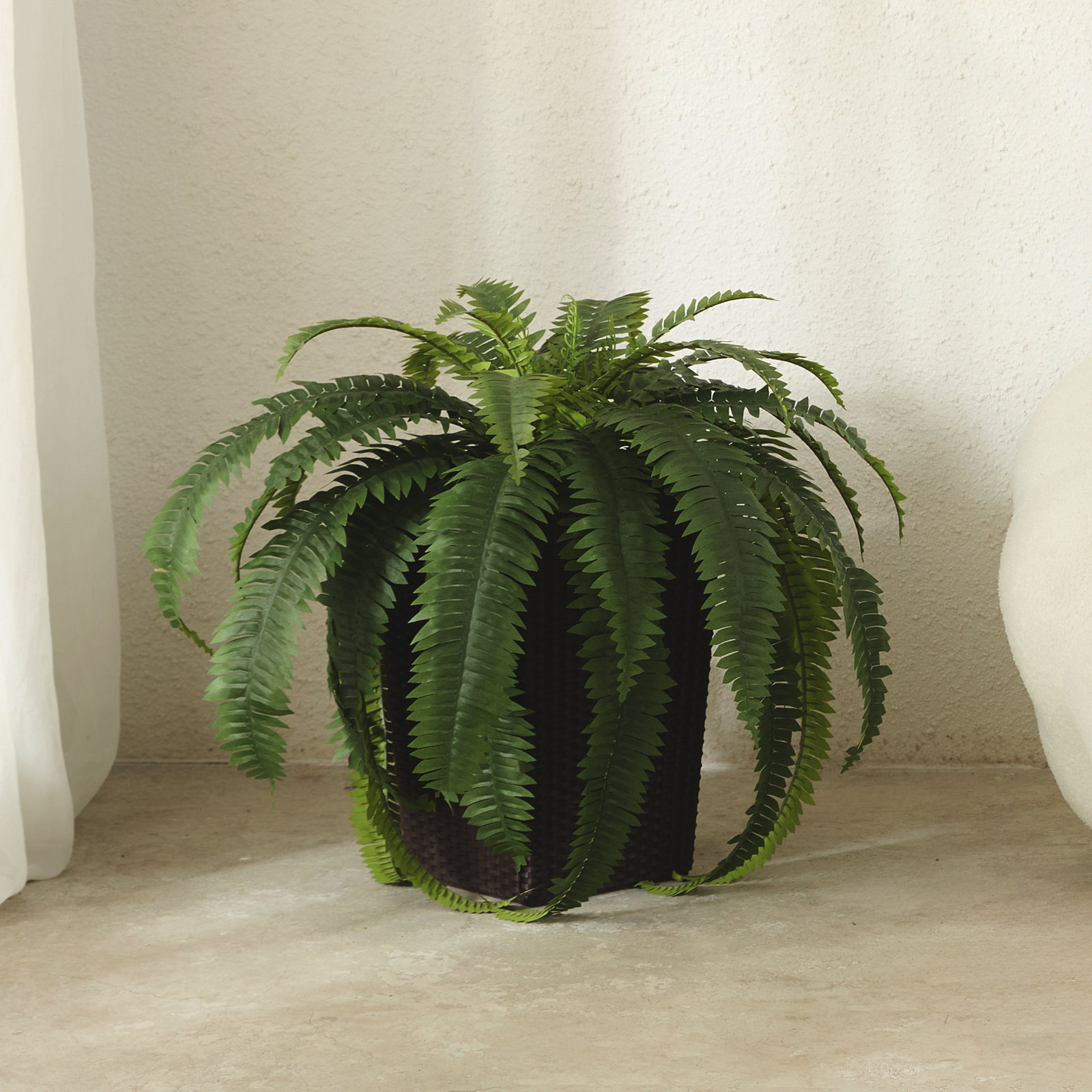 Adcock 30" Fern Plant in Decorative Vase, 1, Brown