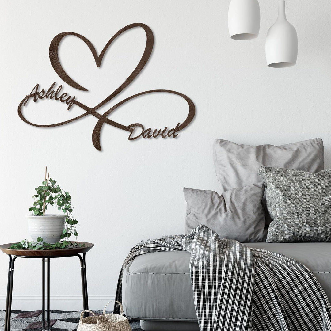 Heart Gifts For Love, Unique Wedding Present, Personalize Name Metal Signs, Gold Wall Decor Accents SIGNLEADER