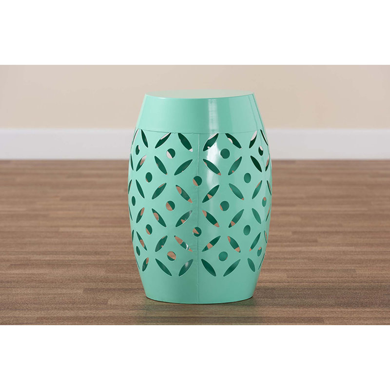 Berberia Round Metal Outdoor Side Table , 12.2'' in. W 12.2'' in. D, Aqua