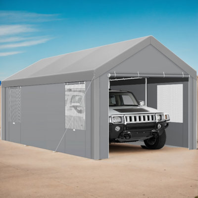 10'Wx20'D Heavy Duty Portable Garage, Upgraded Carport with Built-in Sandbags