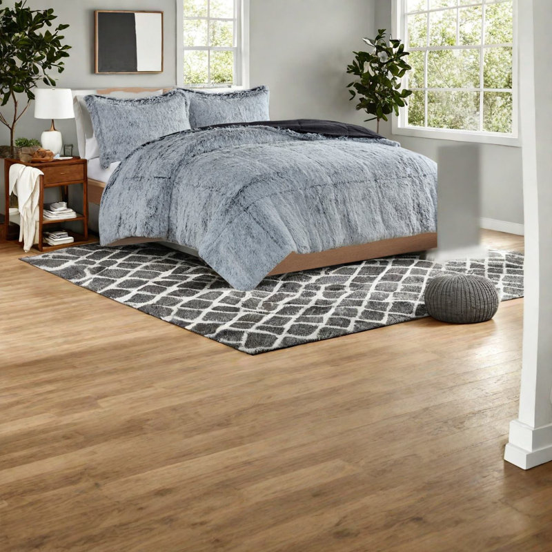 Ensemble de literie à poils longs doux, fourrure de polyester, chambre à coucher moderne et confortable