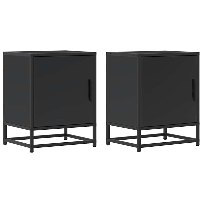 40cm W Metal Bedside Table, Black