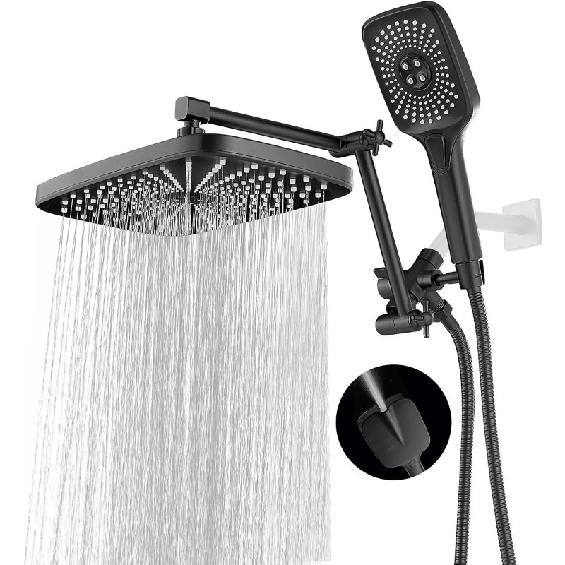 Shower Head With Handheld, High-Pressure Rain/Rainfall Shower Heads With 3+1 Settings Handheld Spray, Matte Black