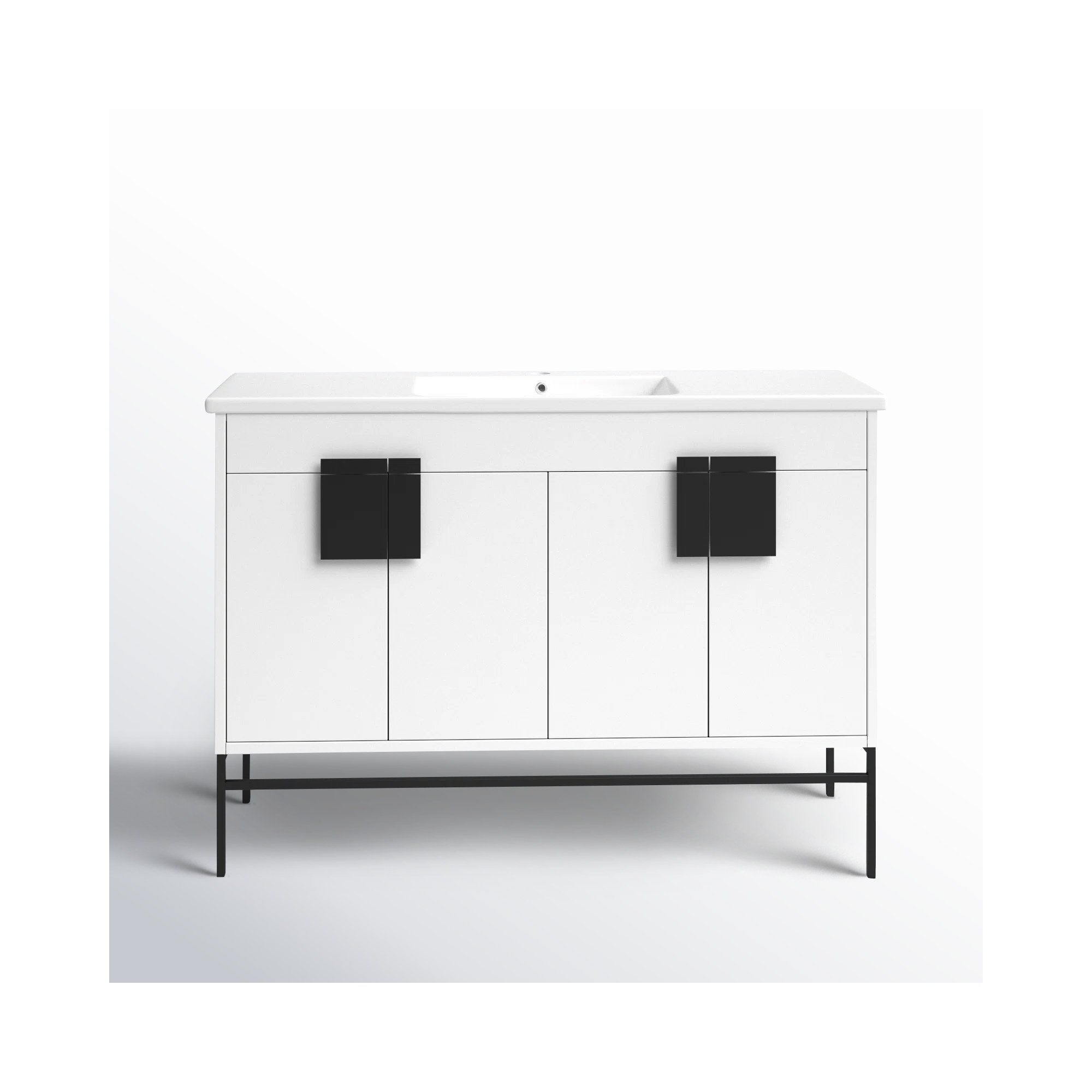 Maisie 48'' Single Bathroom Vanity, White, Black