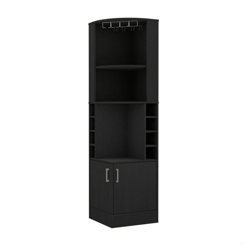 8-Bottle 2-Shelf Bar Cabinet, Black