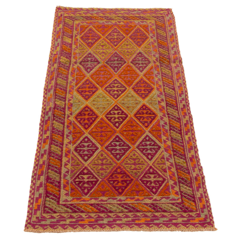 Tapis mauve noué à la main de conception unique 2 pi 5 po x 6 pi 1 po Jocilynn