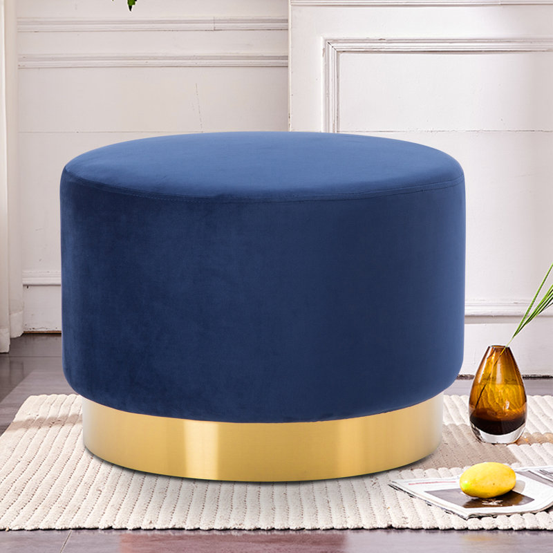 Arfhlaith Upholstered Pouf, Blue Velvet 