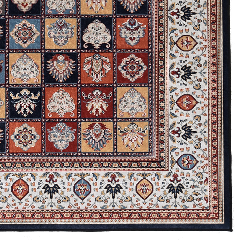 Emanuel Traditional Machine Woven Flatweave Red and Ivory Area Rug with Non Skid Backing , Rectangle 2'2'' x 3'2''