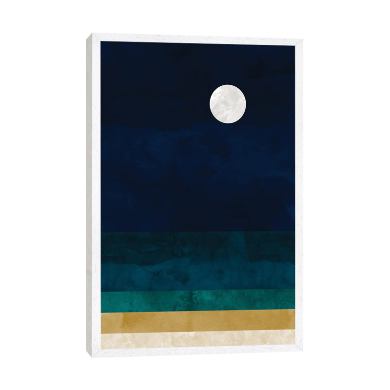 Abstract Seascape by Van Credi - Print on Canvas, 66.04 cm H x 45.72 cm W, White Framed