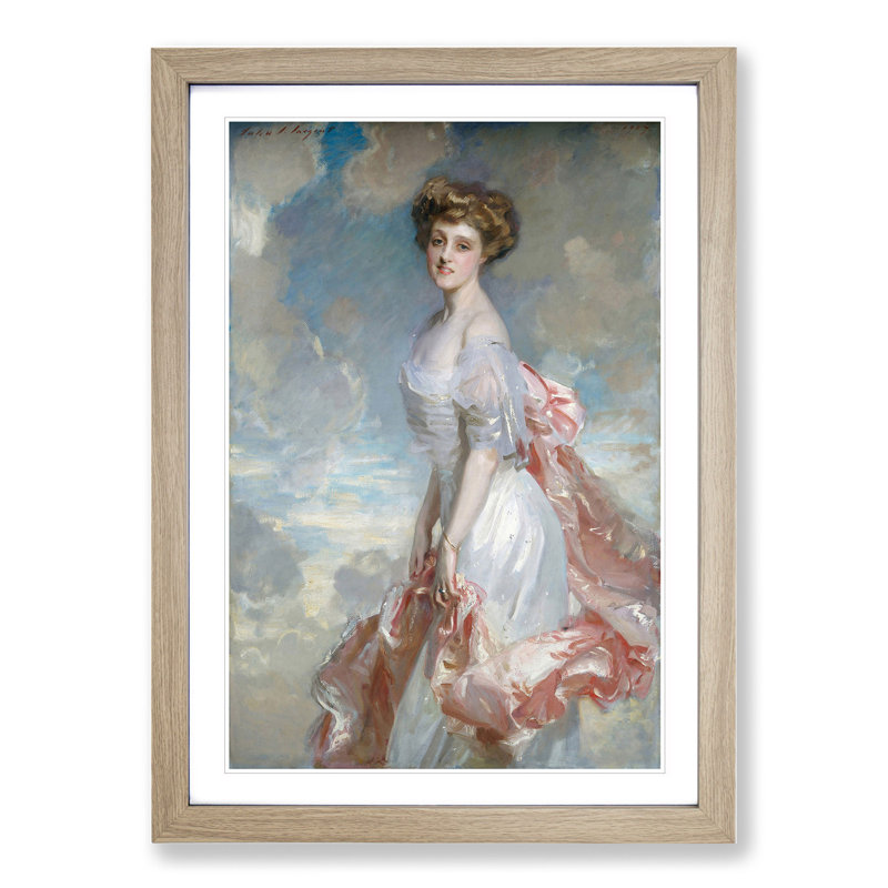 Portrait of a Lady by John Singer Sargent - Picture Frame Painting, Oak Framed, 48cm H x 36cm W x 2cm D