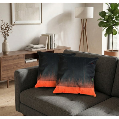Housse de coussin décorative abstraite en soie noire, faite à la main, 40 x 40 cm, ensemble de 2