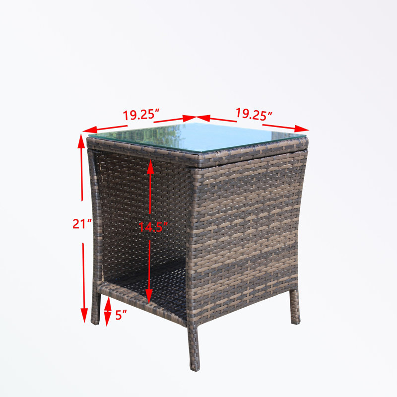 Square shape Coffee Table with tempered glass and shelf