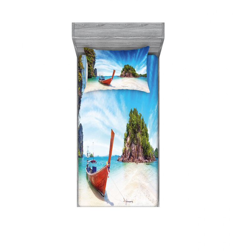 Ensemble de draps artful beach en thaïlande, Ensemble de draps pour lit simple TG avec drap-hou
