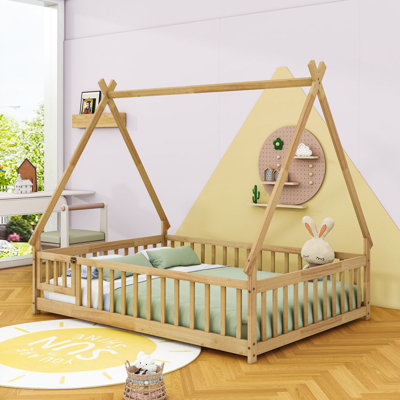 Full Wood Bed With Guardrails