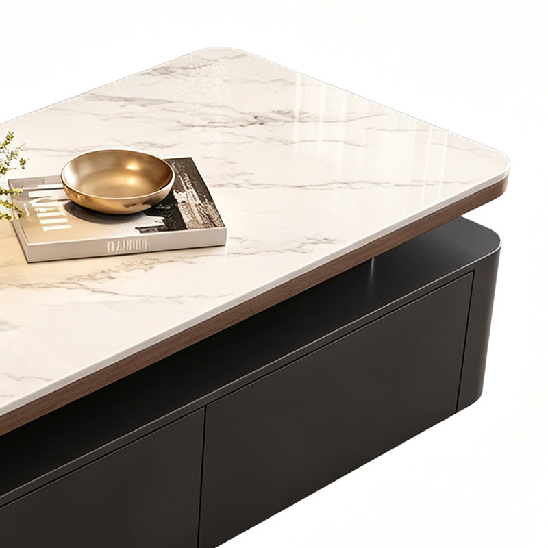 Table basse française vintage haut de gamme, H 17,71 po x l 39,37 po x P 19,68 po, Gris / Noir