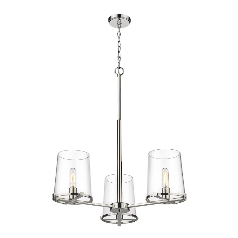 Lustre 3 lumières Asine, Nickel poli